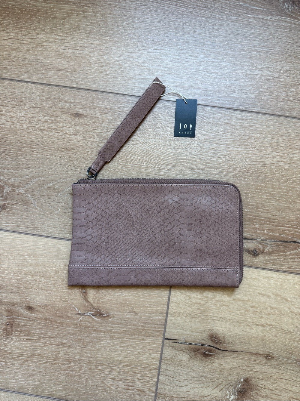 Joy Susan Croc Embossed Zip Around Wristlet Wallet